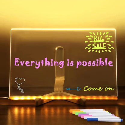 LED Light Up Dry Erase Message Board with 7 Pens 15x15cm by HitMyNeed