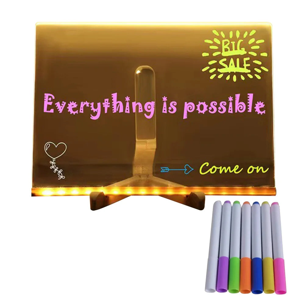 LED Light Up Dry Erase Message Board with 7 Pens by HitMyNeed