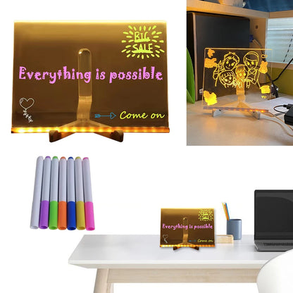 LED Light Up Dry Erase Message Board with 7 Pens by HitMyNeed