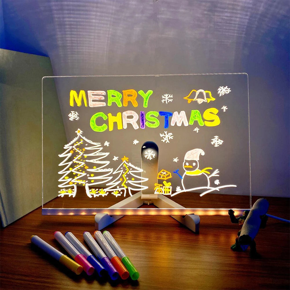 LED Light Up Dry Erase Message Board with 7 Pens by HitMyNeed