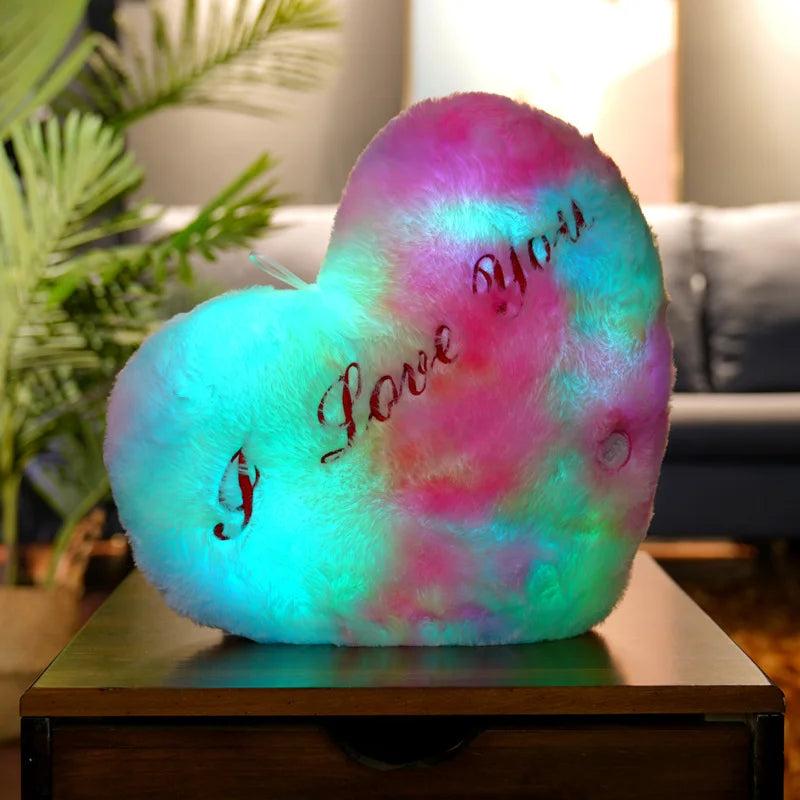 LED Light Up Heart Plush Cushion Pillow 36cm colorful by HitMyNeed