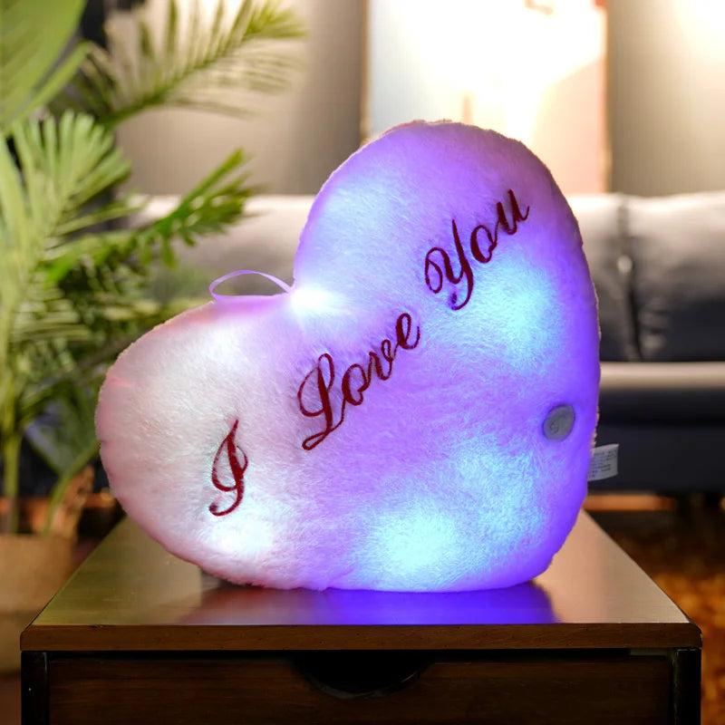 LED Light Up Heart Plush Cushion Pillow 36cm pink by HitMyNeed