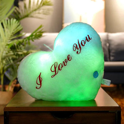 LED Light Up Heart Plush Cushion Pillow 36cm white by HitMyNeed
