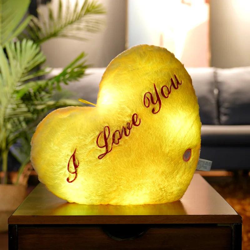 LED Light Up Heart Plush Cushion Pillow 36cm yellow by HitMyNeed