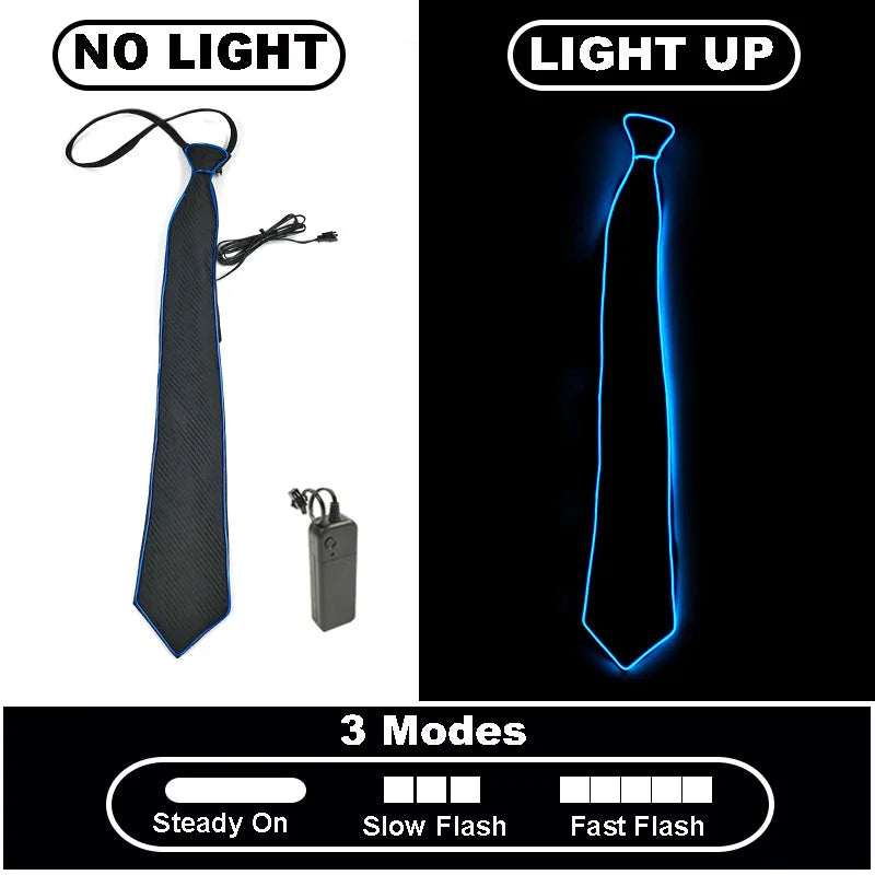 LED Light Up Necktie with Adjustable Flash Modes a-blue by HitMyNeed