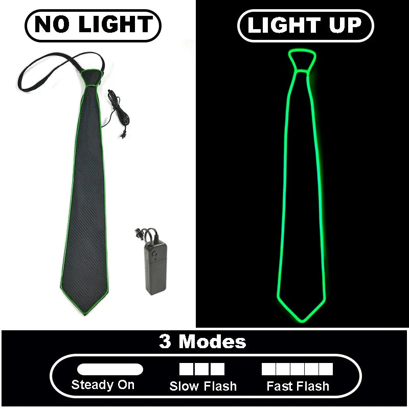 LED Light Up Necktie with Adjustable Flash Modes a-green by HitMyNeed