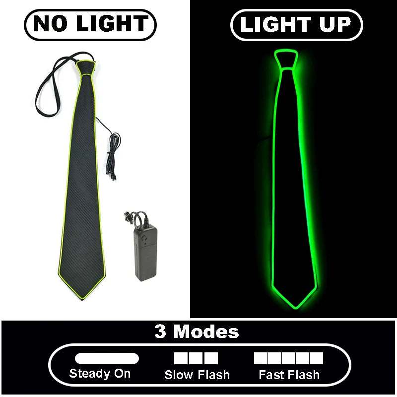 LED Light Up Necktie with Adjustable Flash Modes a-lemon-green by HitMyNeed