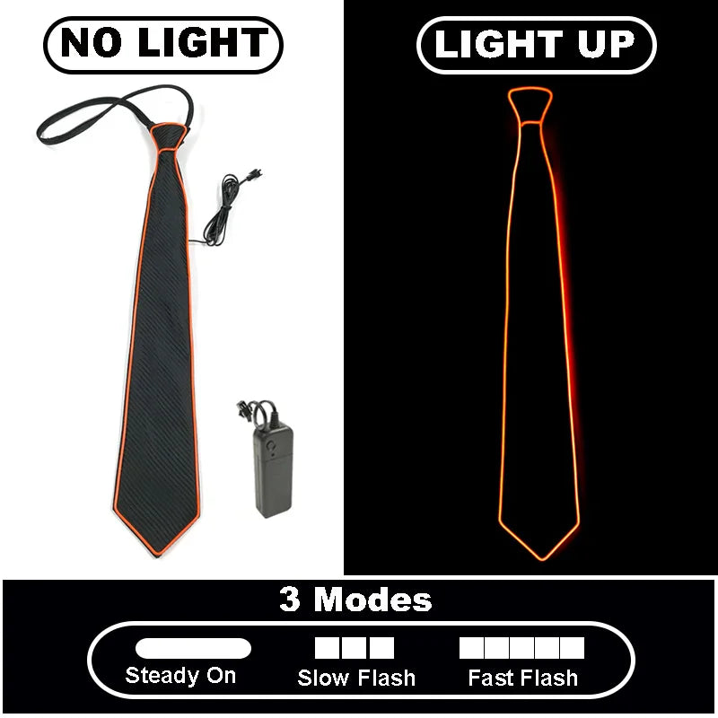 LED Light Up Necktie with Adjustable Flash Modes a-orange by HitMyNeed