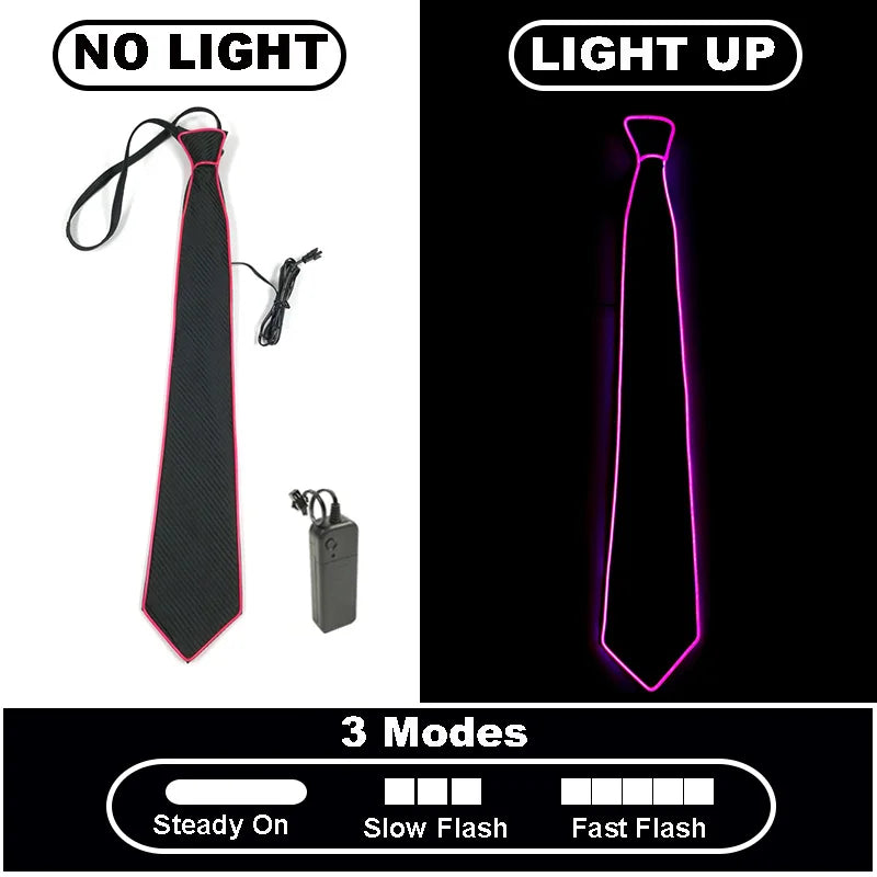 LED Light Up Necktie with Adjustable Flash Modes a-pink by HitMyNeed