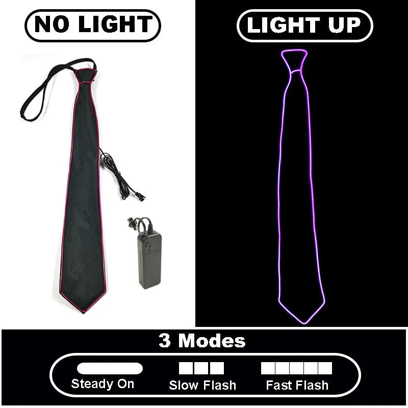 LED Light Up Necktie with Adjustable Flash Modes a-purple by HitMyNeed