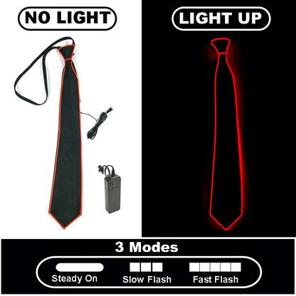 LED Light Up Necktie with Adjustable Flash Modes a-red by HitMyNeed
