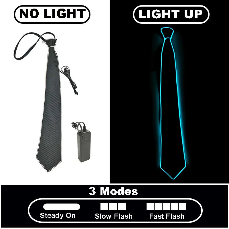 LED Light Up Necktie with Adjustable Flash Modes a-sky-blue by HitMyNeed