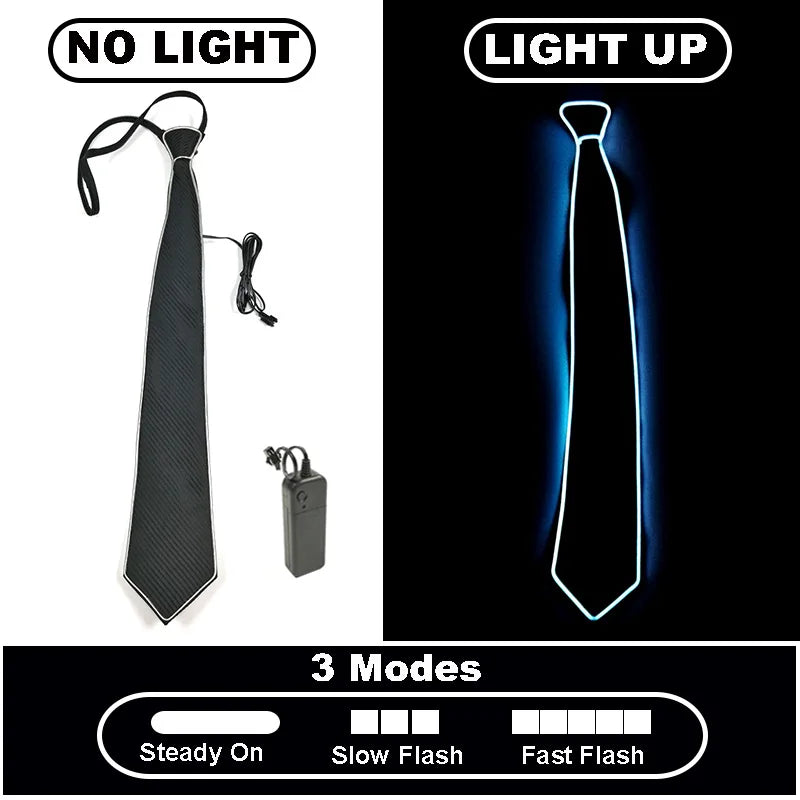 LED Light Up Necktie with Adjustable Flash Modes a-white by HitMyNeed