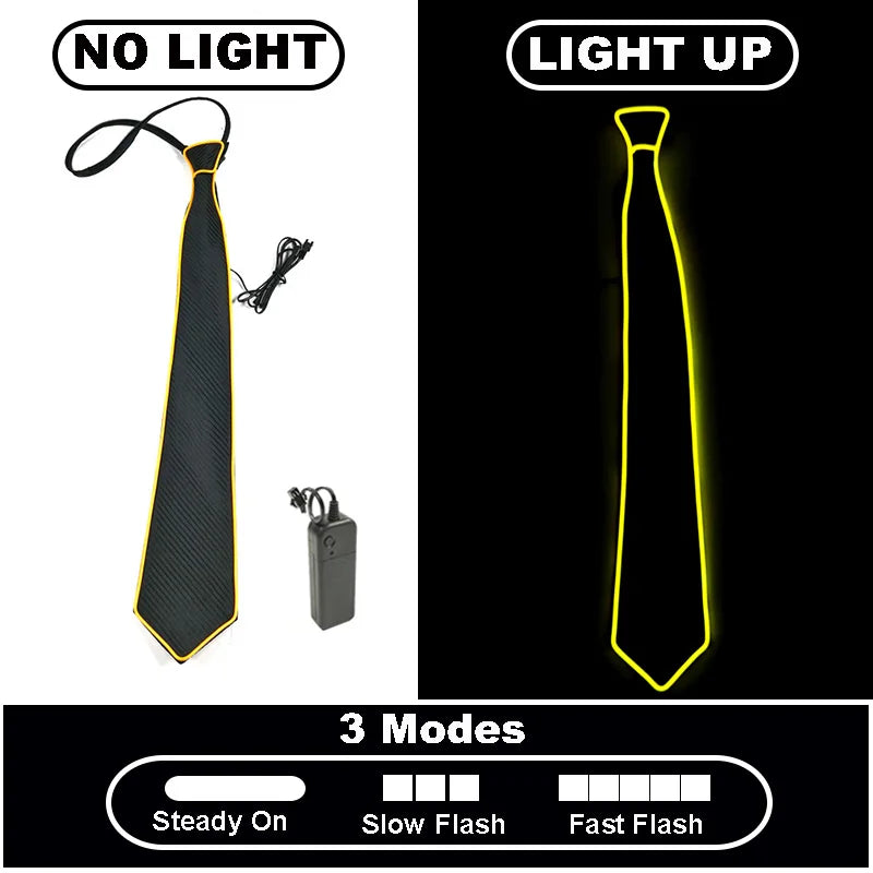 LED Light Up Necktie with Adjustable Flash Modes a-yellow by HitMyNeed