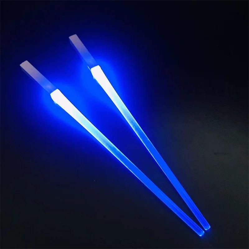 LED Lightsaber Chopsticks Reusable Light-Up Tableware Blue by HitMyNeed