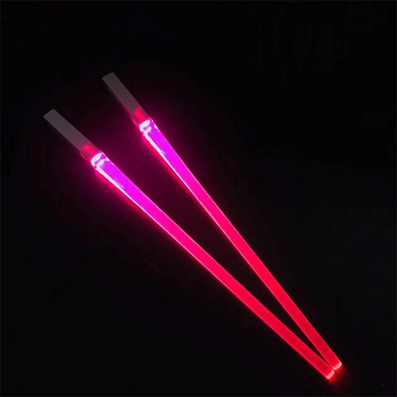 LED Lightsaber Chopsticks Reusable Light-Up Tableware Pink by HitMyNeed