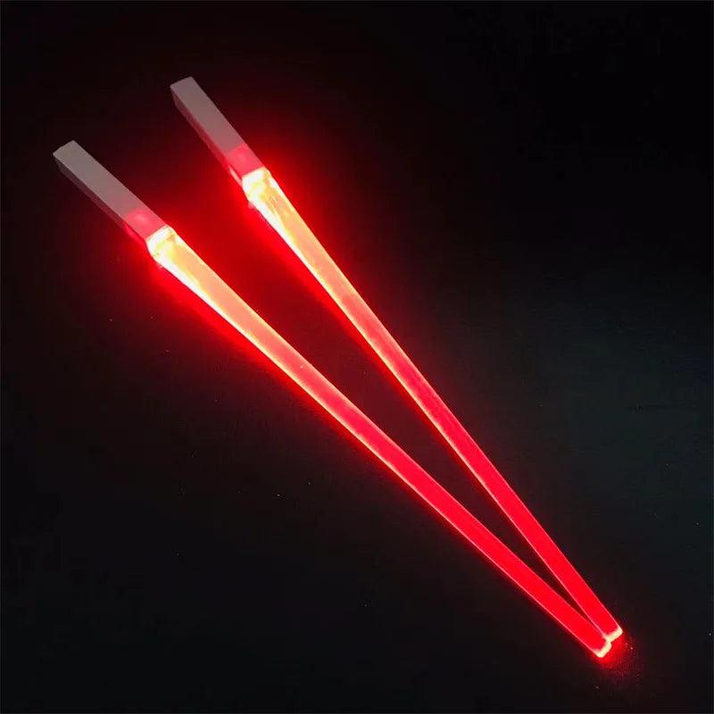 LED Lightsaber Chopsticks Reusable Light-Up Tableware Red by HitMyNeed