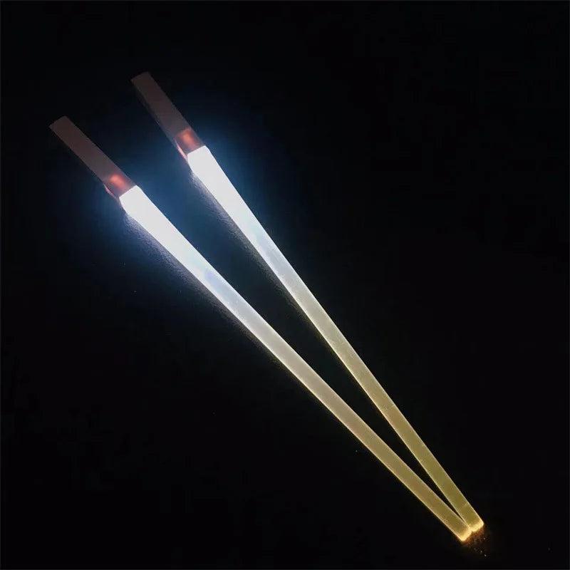 LED Lightsaber Chopsticks Reusable Light-Up Tableware White by HitMyNeed