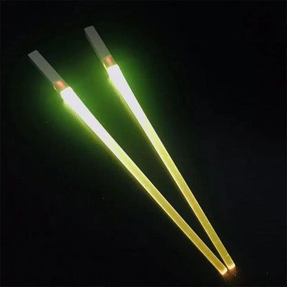 LED Lightsaber Chopsticks Reusable Light-Up Tableware Yellow by HitMyNeed