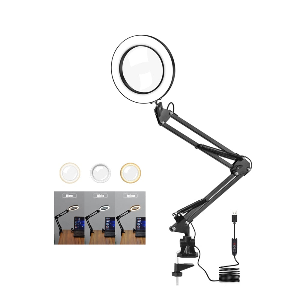 LED Magnifying Desk Lamp with 5X Glass Lens by HitMyNeed