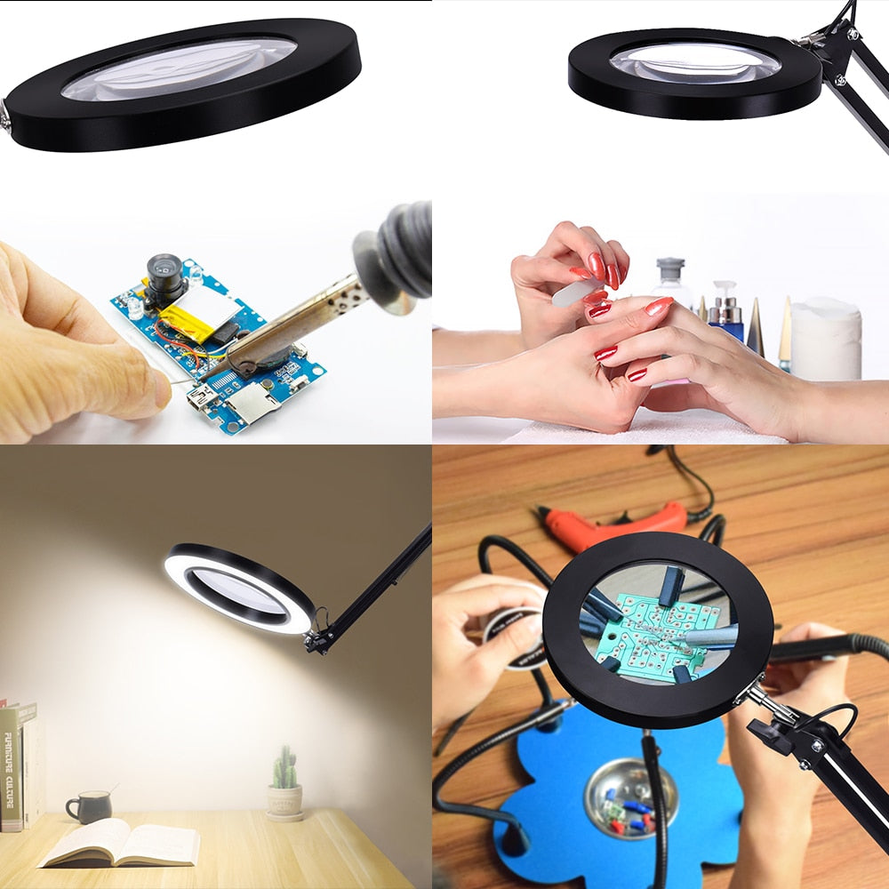 LED Magnifying Desk Lamp with 5X Glass Lens by HitMyNeed