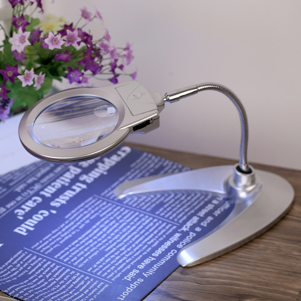 LED Magnifying Glass with Stand, 2X/6X by HitMyNeed