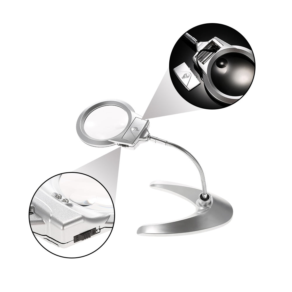 LED Magnifying Glass with Stand, 2X/6X by HitMyNeed