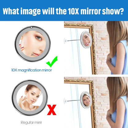 LED Makeup Mirror with 10x Magnification by HitMyNeed