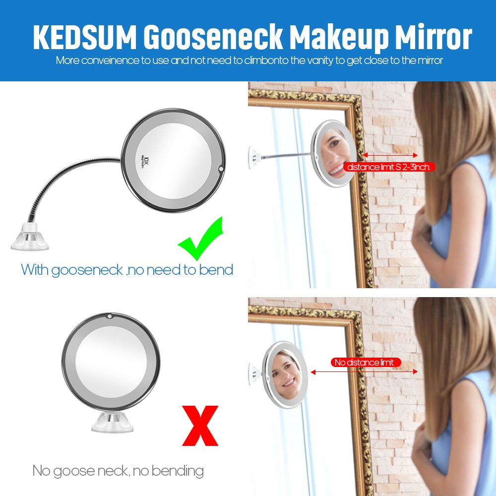 LED Makeup Mirror with 10x Magnification by HitMyNeed