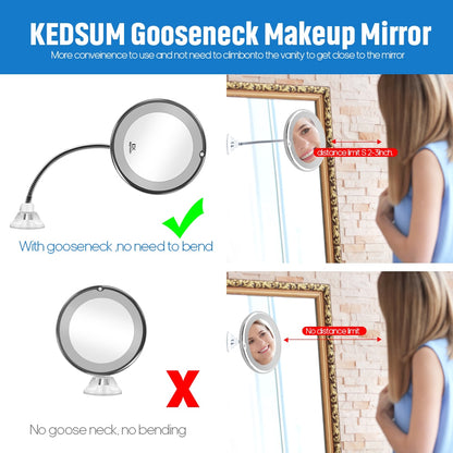 LED Makeup Mirror with 10x Magnification by HitMyNeed