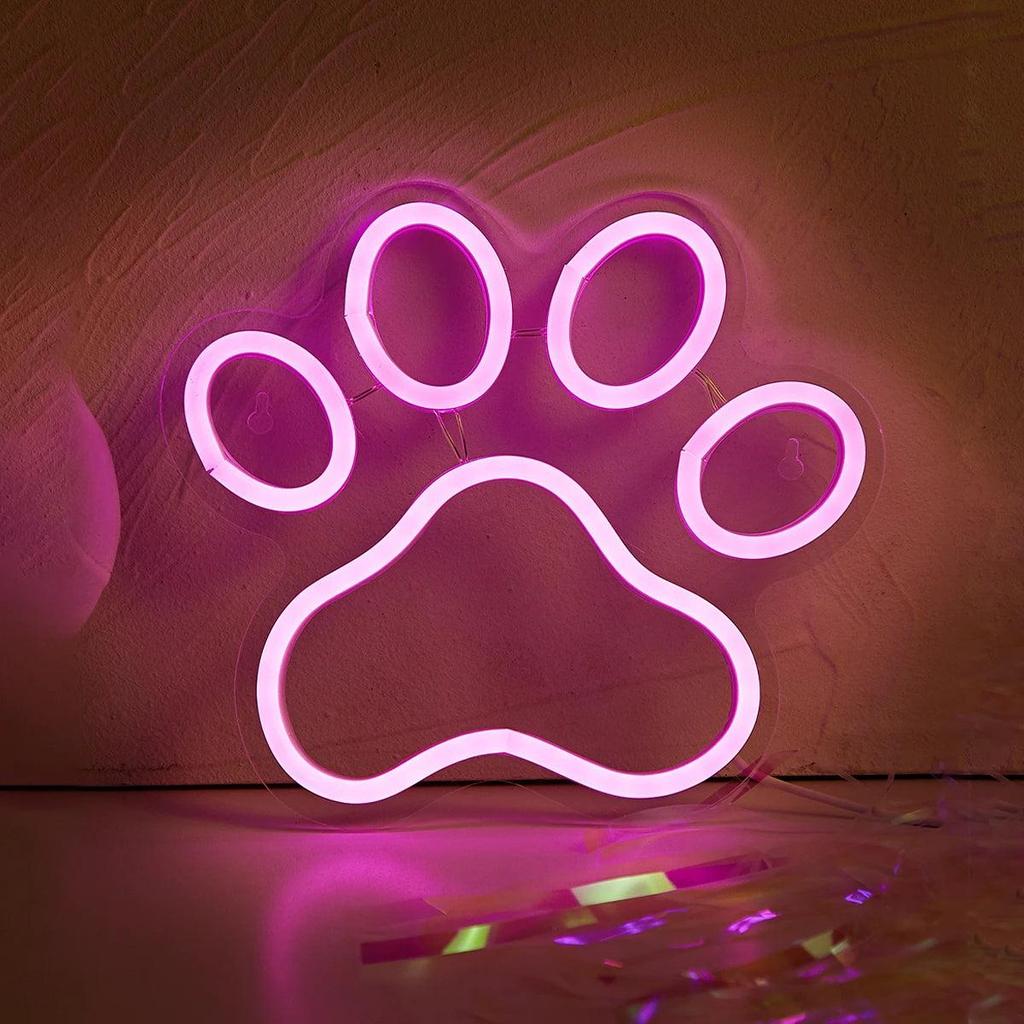 LED Neon Paw USB Wall Light Night Lamp 23x21cm by HitMyNeed