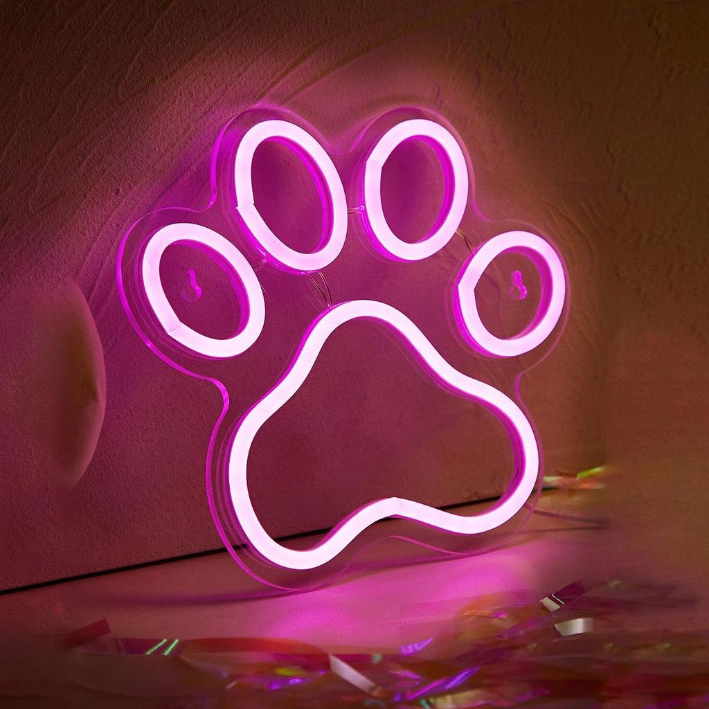 LED Neon Paw USB Wall Light Night Lamp 23x21cm by HitMyNeed