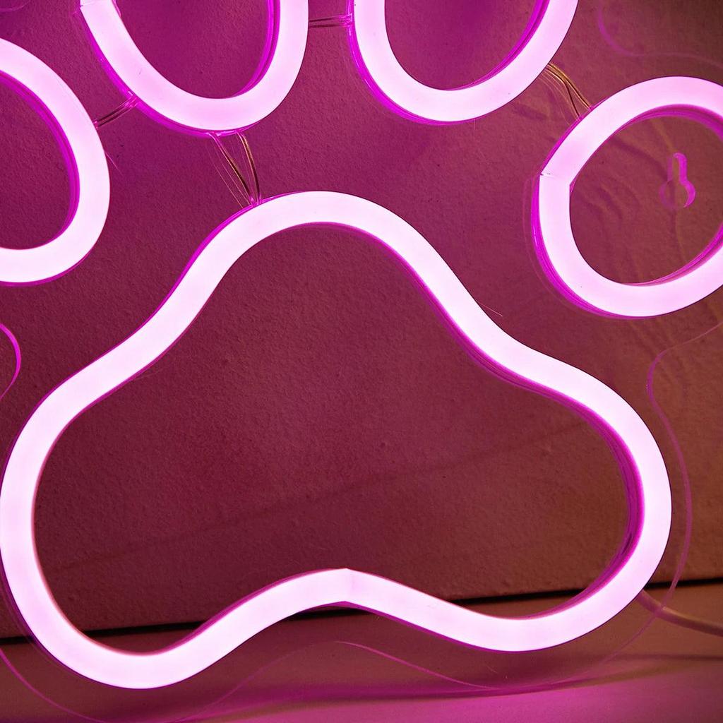 LED Neon Paw USB Wall Light Night Lamp 23x21cm by HitMyNeed