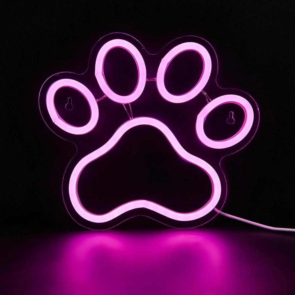 LED Neon Paw USB Wall Light Night Lamp 23x21cm by HitMyNeed