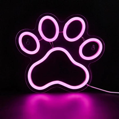 LED Neon Paw USB Wall Light Night Lamp 23x21cm by HitMyNeed