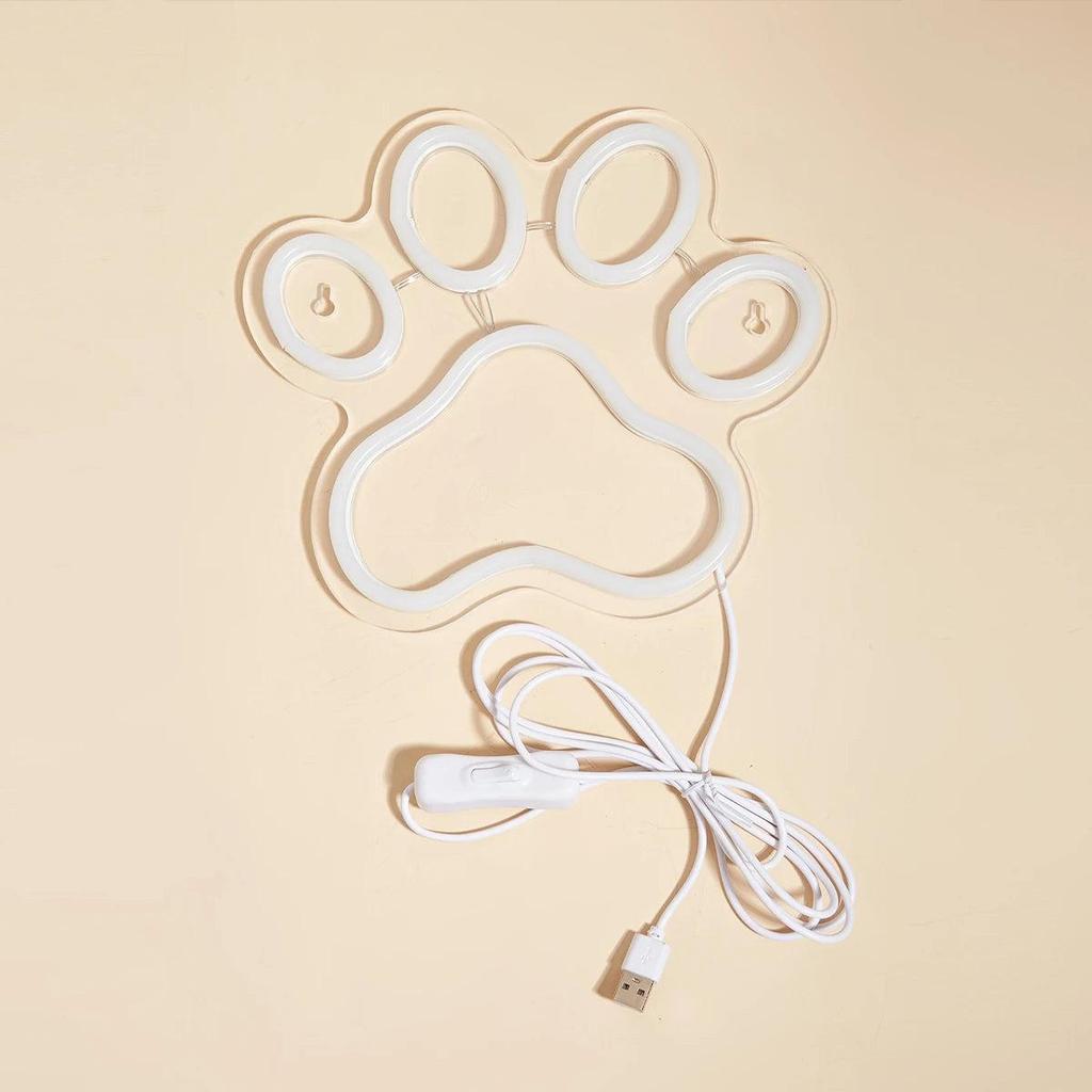 LED Neon Paw USB Wall Light Night Lamp 23x21cm by HitMyNeed