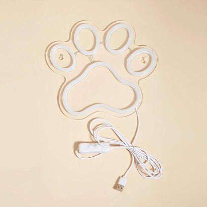 LED Neon Paw USB Wall Light Night Lamp 23x21cm by HitMyNeed