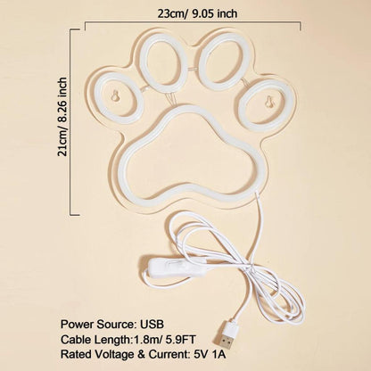 LED Neon Paw USB Wall Light Night Lamp 23x21cm by HitMyNeed