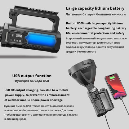 LED Rechargeable Flashlight 30W, 8000mAh, IPX6 by HitMyNeed