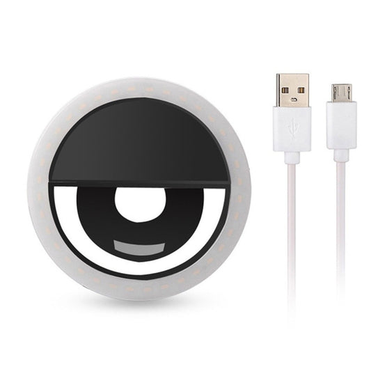 LED Selfie Ring Light with USB Charging Clip black by HitMyNeed