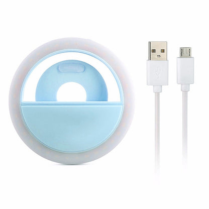 LED Selfie Ring Light with USB Charging Clip blue by HitMyNeed