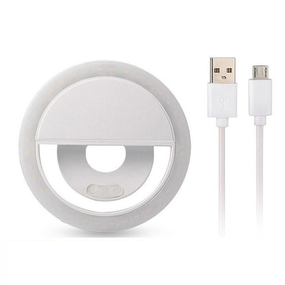 LED Selfie Ring Light with USB Charging Clip white by HitMyNeed