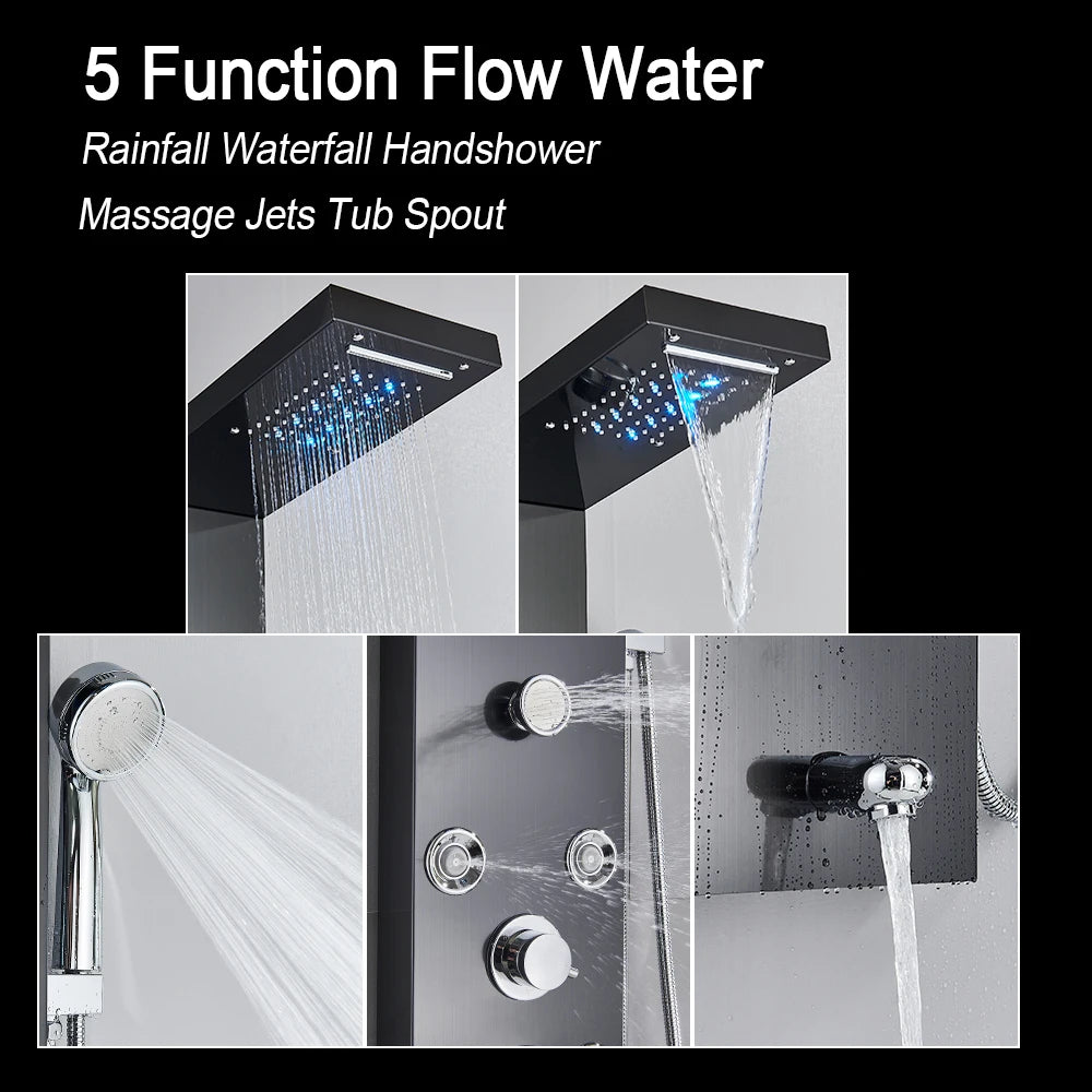 LED Shower Panel with Rainfall, Waterfall & Jets by HitMyNeed