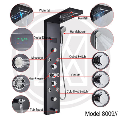LED Shower Panel with Rainfall, Waterfall & Jets by HitMyNeed