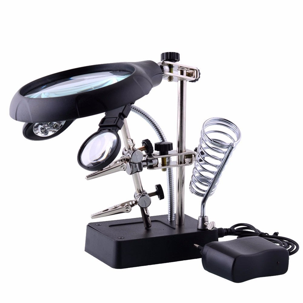 LED Soldering Stand with Magnifying Glass and Clips by HitMyNeed