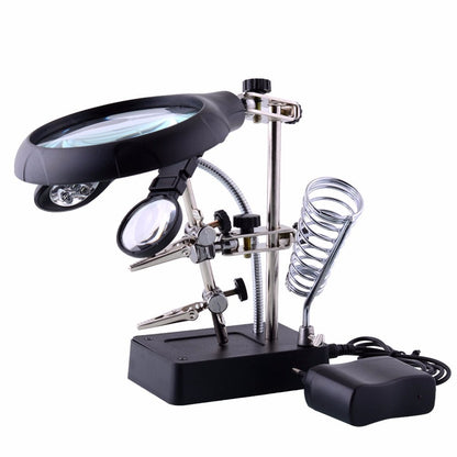 LED Soldering Stand with Magnifying Glass and Clips by HitMyNeed