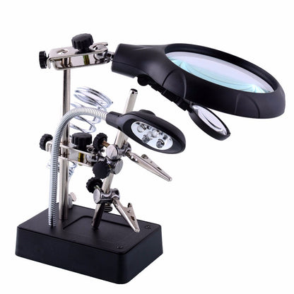 LED Soldering Stand with Magnifying Glass and Clips by HitMyNeed