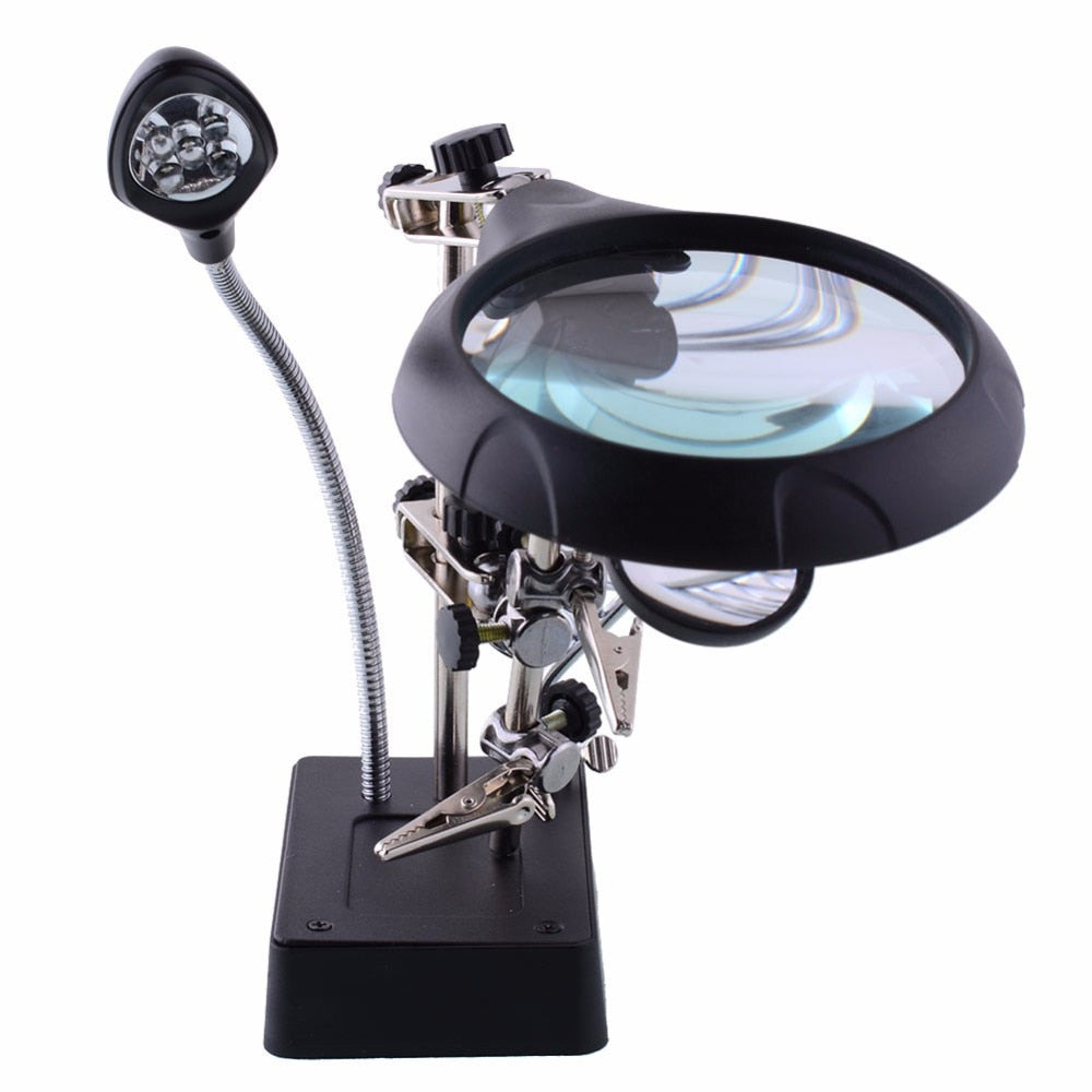 LED Soldering Stand with Magnifying Glass and Clips by HitMyNeed