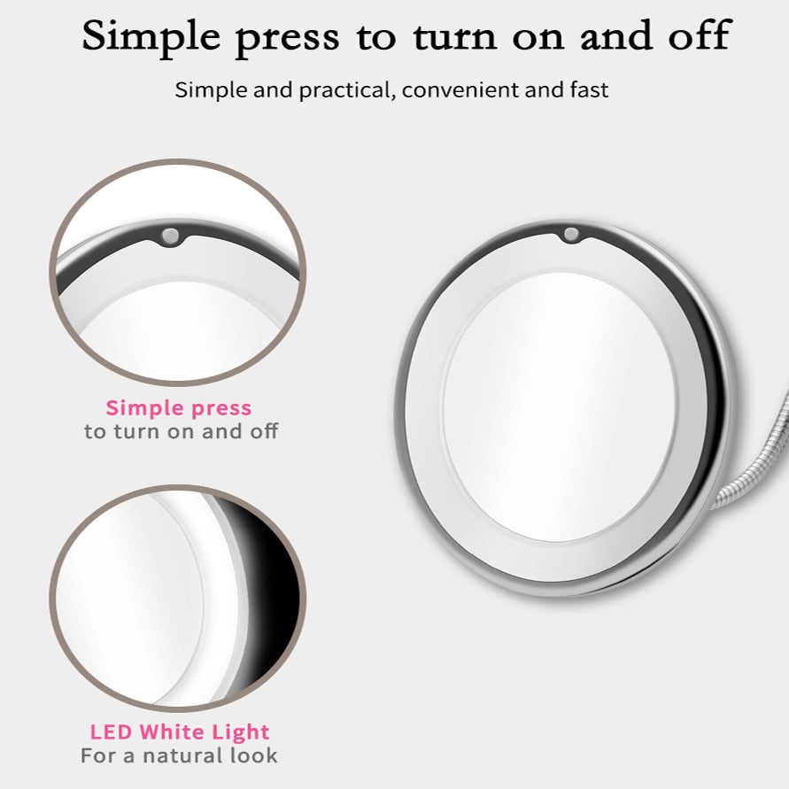 LED Suction Magnifying Mirror with Flexible Arm by HitMyNeed