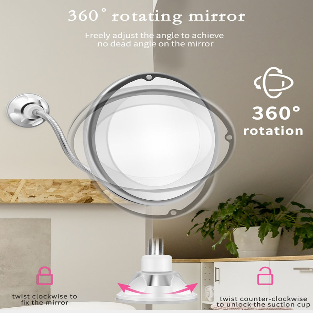 LED Suction Magnifying Mirror with Flexible Arm by HitMyNeed